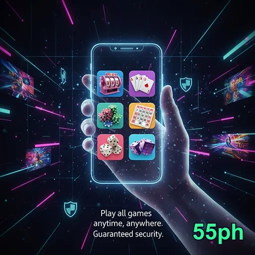 Mobile user enjoying casino gaming on 55ph app